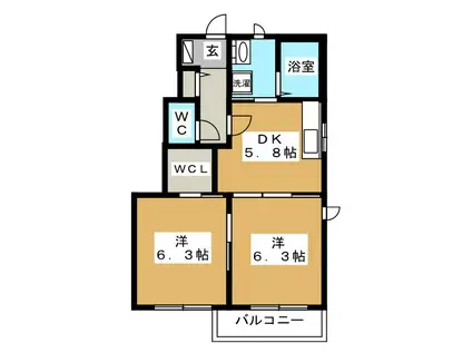 グランシャリオ玉木平G(2DK/1階)の間取り写真