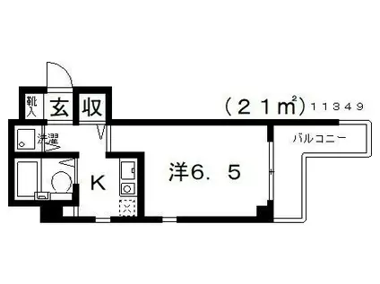 ハイネス石川(1K/3階)の間取り写真