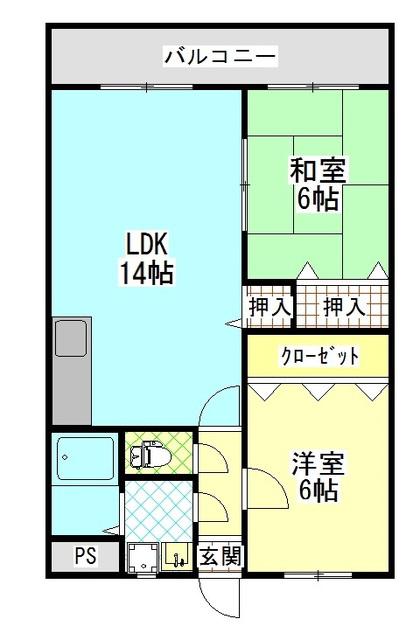 ユーミー笹野(2LDK/2階)の間取り写真