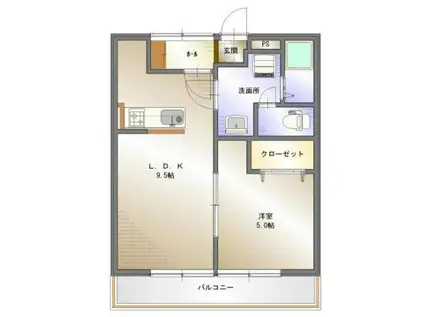 コーポ三陽B(1LDK/1階)の間取り写真