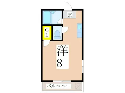 ビッグバーンズマンション新屋敷(ワンルーム/1階)の間取り写真