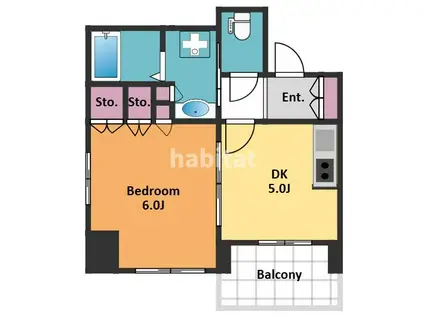 アトラス市ヶ谷(1DK/2階)の間取り写真