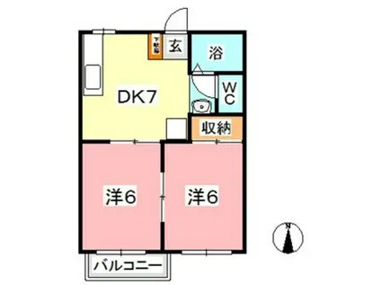 リッチネス図子山 B(2DK/1階)の間取り写真