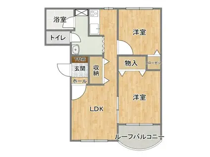 ヒーローマンション・椛(2LDK/2階)の間取り写真