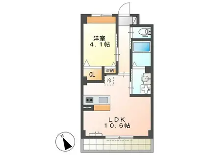 パッション スカイ(1LDK/1階)の間取り写真