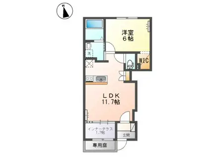 亀川アパート(1LDK/1階)の間取り写真