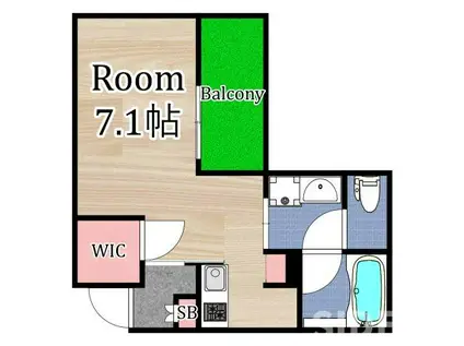 ウェルスクエア都島(1K/1階)の間取り写真