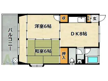 西鈴コーポラス(2DK/2階)の間取り写真