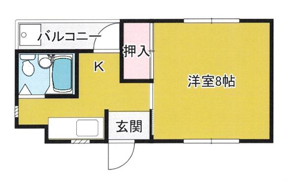 京口アパート(1K/2階)の間取り写真