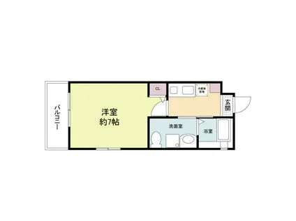 ワコーレヴィータ大開ステーシア(1K/3階)の間取り写真