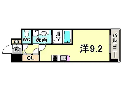 エスリード神戸三宮パークビュー(ワンルーム/13階)の間取り写真