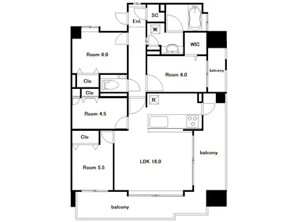 アクタス籠町グランミライ(4LDK/4階)の間取り写真