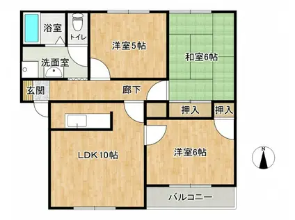 ハイツ・ロジュマンI(3LDK/2階)の間取り写真