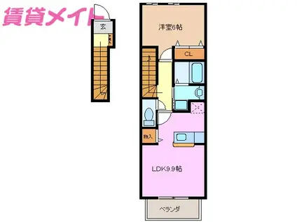 セレーノキヨ(1LDK/2階)の間取り写真