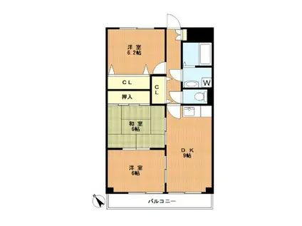 クレールあざみ野(3DK/1階)の間取り写真