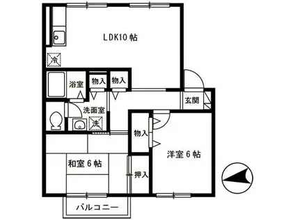 グランシャリオ(2LDK/1階)の間取り写真