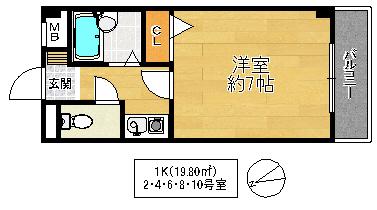 Mプラザ城東(1K/6階)の間取り写真
