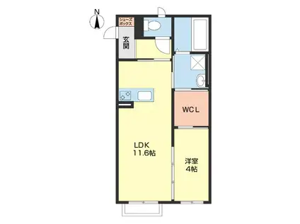 ビルロート(1LDK/2階)の間取り写真