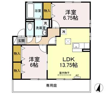 リビングタウン田代外町(2LDK/1階)の間取り写真