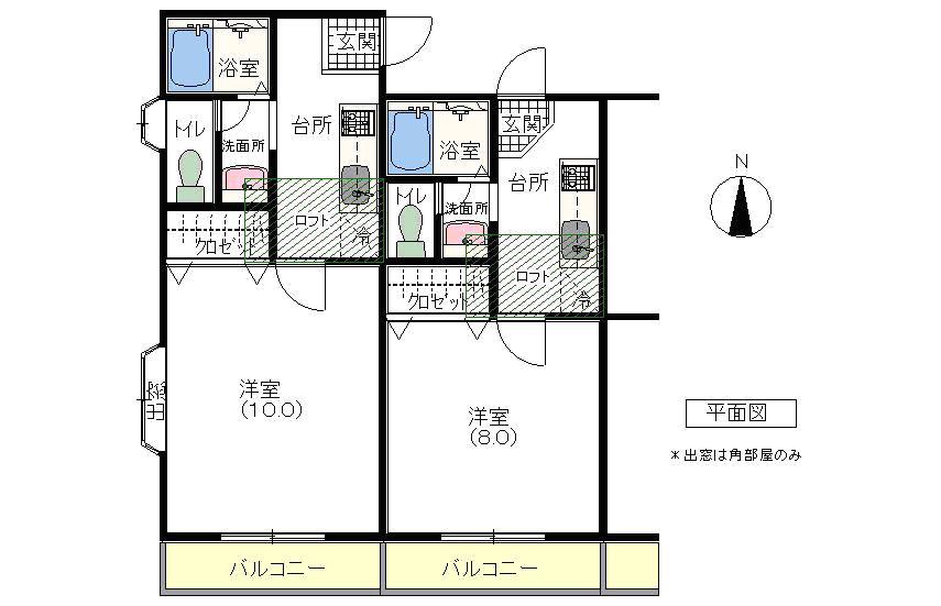 ロージェNS(1K/2階)の間取り写真