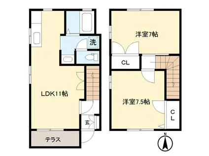 ディアスクレスト(2LDK/1階)の間取り写真