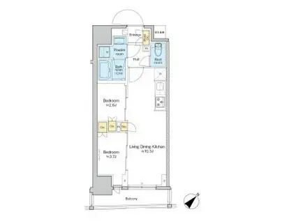 PROUD FLAT日本橋馬喰町(2LDK/15階)の間取り写真