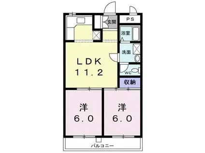 ドミール21(2LDK/3階)の間取り写真