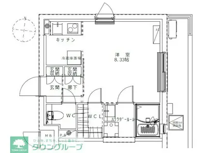 GENOVIA蕨(ワンルーム/1階)の間取り写真