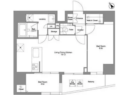 BPRレジデンス田端(2LDK/10階)の間取り写真