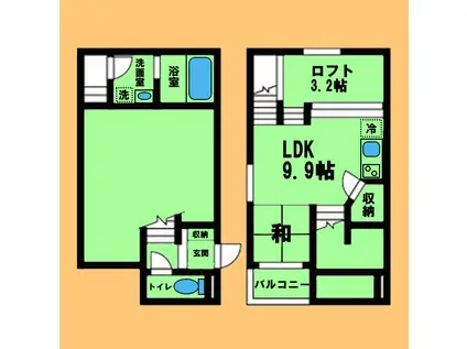 レイディエンス庄内通(ワンルーム/2階)の間取り写真