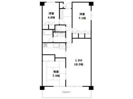 アーバンディラわらび(3LDK/3階)の間取り写真