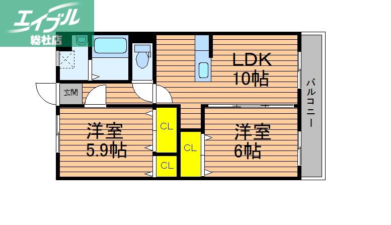 パークサイドM(2LDK/2階)の間取り写真