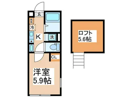 レコレット川崎(1K/2階)の間取り写真