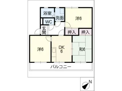 シティ・ナカヤマ A(3DK/2階)の間取り写真