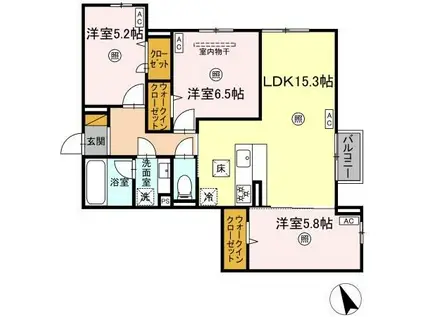 D-KISARIA EI(3LDK/1階)の間取り写真