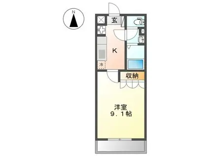 カロータ(1K/2階)の間取り写真
