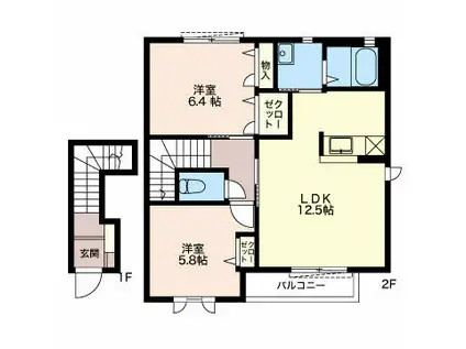 メイハイム A棟(2LDK/2階)の間取り写真