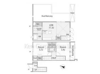 フェリシエ柿の木坂(2LDK/2階)の間取り写真
