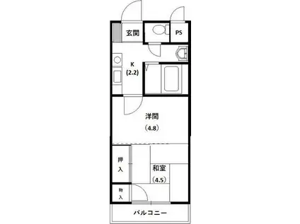 アルシェ浜松(2K/2階)の間取り写真