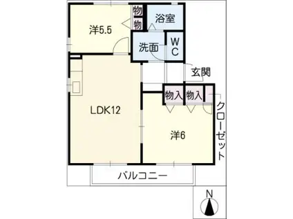 サニーコートA棟(2LDK/1階)の間取り写真