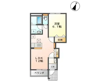 パイラス暁(1LDK/1階)の間取り写真