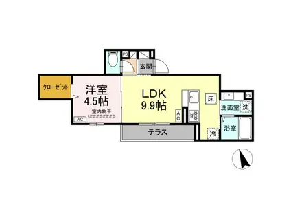 ASSET-COURT調布ヶ丘(1LDK/2階)の間取り写真