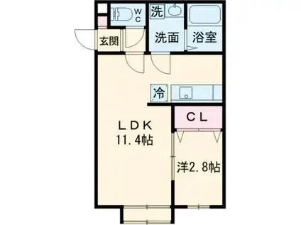 AUBEL(1LDK/1階)の間取り写真