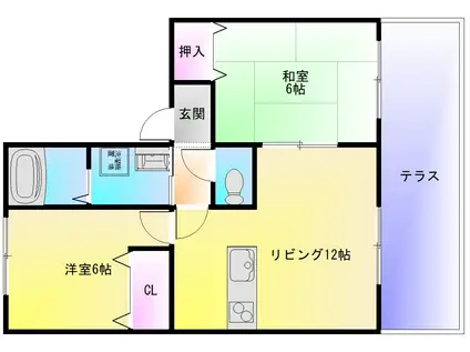 新栄プロパティー恩智III(2LDK/1階)の間取り写真