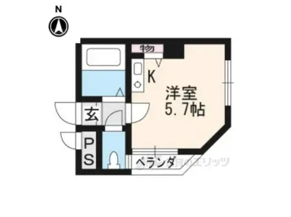 ロイヤル紫野(ワンルーム/1階)の間取り写真