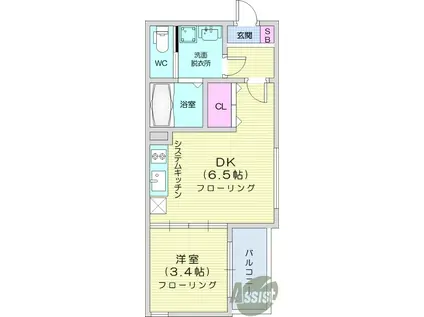 GREEN ACE 2(1DK/2階)の間取り写真