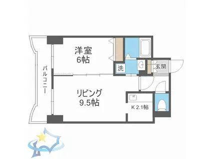 ティアラN5(1LDK/4階)の間取り写真