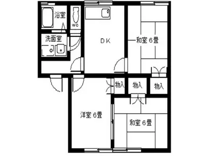 ハミング三森II(3DK/2階)の間取り写真