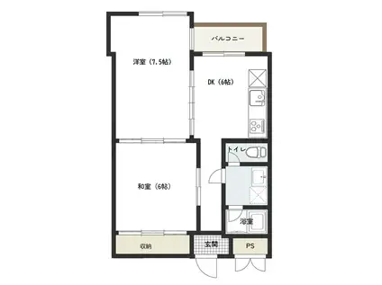 ピア与野本町(2DK/2階)の間取り写真