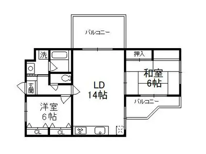 GRAN PINO伏見桃山(2LDK/3階)の間取り写真